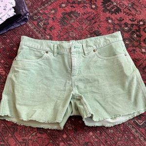 Green denim shorts